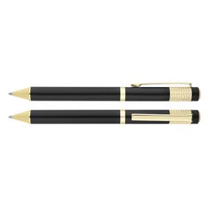 Alisa luxury aluminum ballpoint pen with twist mechanism - black/gold