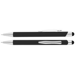 Bernardo aluminum ballpoint pen with chrome parts and stylus for controlling touch devices - black