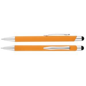 Bernardo aluminum ballpoint pen with chrome parts and stylus for controlling touch devices - orange
