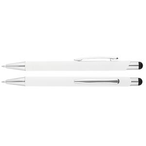 Bernardo aluminum ballpoint pen with chrome parts and stylus for controlling touch devices - white