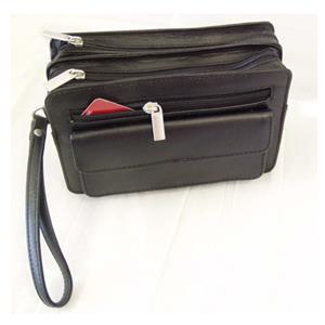 Black leather etue - with two zipper