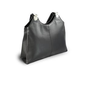 Black leather handbag with two straps