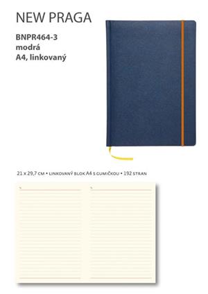 Blok A4 lined New Praga - blue with elastic