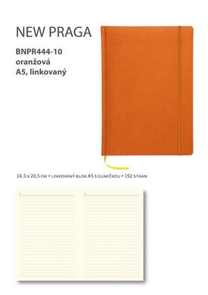 Blok A5 lined New Praga - orange with elastic