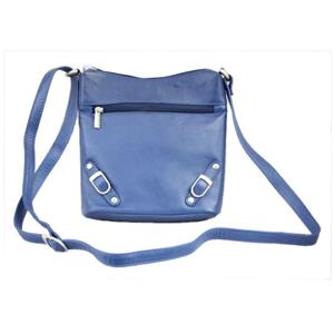 Blue leather handbag