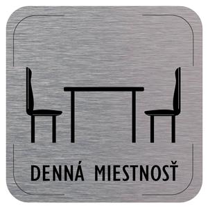 Cedulka na dveře - Denní místnost - piktogram, hliníková tabulka, 80 x 80 mm