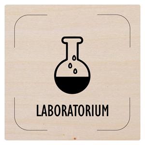 Cedulka na dveře - Laboratoř - piktogram, dřevěná tabulka, 80 x 80 mm