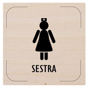 Cedulka na dveře - Sestra - piktogram, dřevěná tabulka, 80 x 80 mm