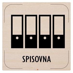 Cedulka na dveře - Spisovna - piktogram, dřevěná tabulka, 80 x 80 mm