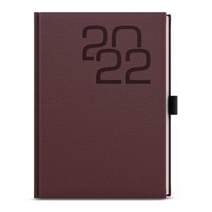 Daily Diary 2022 David Fabric A5 - Burgundy