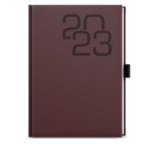 Daily Diary 2023 David Fabric A5 - Burgundy