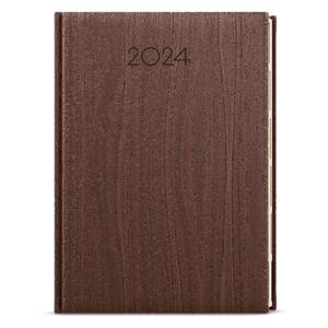Daily Diary 2024 Ctirad with cutout- Wood A5 - Brown