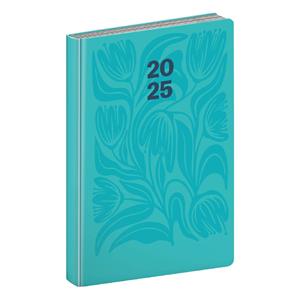 Daily diary 2025 A5 Cambio - turquoise flowers