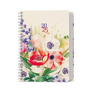 Daily Diary 2025 David Lamino Twin wire A5 - Flowers