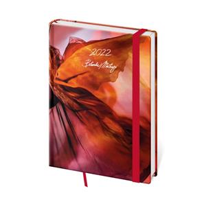 Daily diary A5 2022 Vario with rubber band - Matragi Red