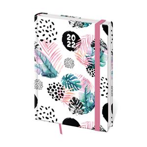 Daily diary A5 2022 Vario with rubber band - Monstera