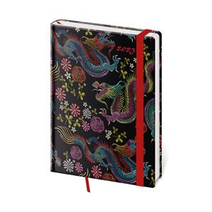 Daily diary A5 2023 Vario with rubber band - Dragons