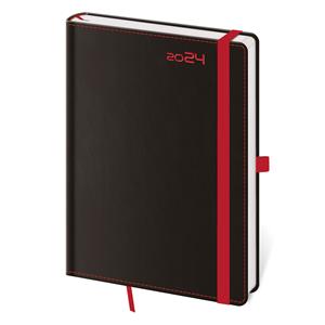 Daily diary A5 2024 Black Red