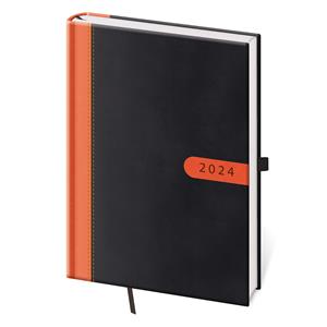 Daily diary A5 2024 Bora - black/orange