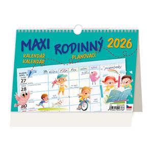 Desk calendar 2026 - MAXI FAMILY planning calendar with hook