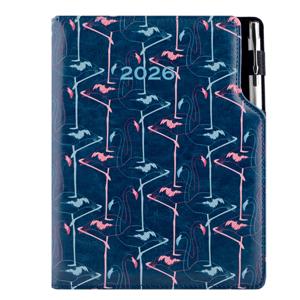 Diář DESIGN daily A5 2026 CZ- blue - Flamingo