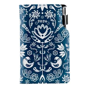 Diář DESIGN weekly pocket 2026 PL - blue - Folk