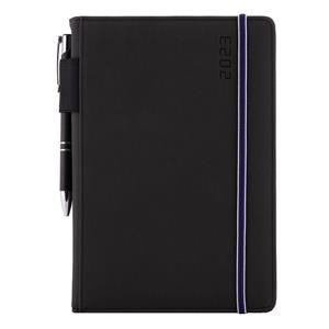 Diary AMOS daily A5 2023 Czech - black/blue rubber band
