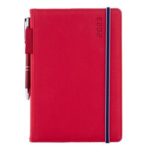 Diary AMOS daily A5 2023 Czech - red/blue rubber band