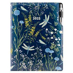 Diary DESIGN daily A4 2025 PL - blue dragonflies