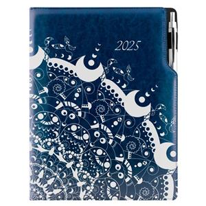 Diary DESIGN daily A4 2025 PL - blue - ornament
