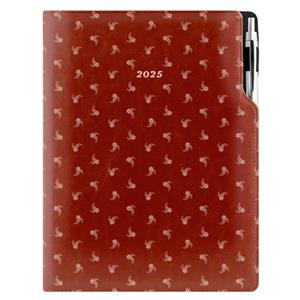 Diary DESIGN daily A4 2025 PL - brown - white flower