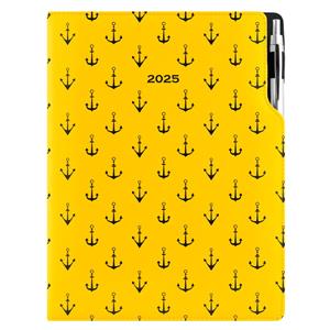 Diary DESIGN daily A4 2025 - yellow - sailor - anchors