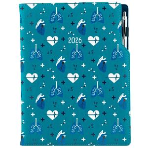 Diary DESIGN daily A4 2026 Polish - turquoise - Doctor - heart