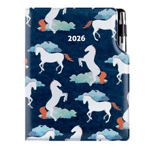 Diary DESIGN daily A5 2026 CZ - blue - Horse