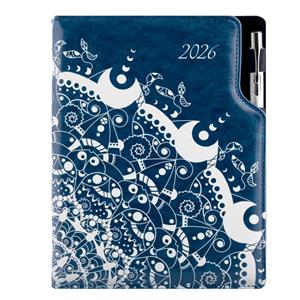 Diary DESIGN daily A5 2026 CZ - blue - Ornament
