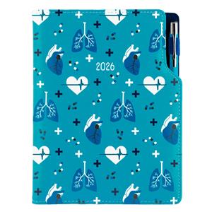 Diary DESIGN daily A5 2026 CZ - turquoise - Doctor - heart