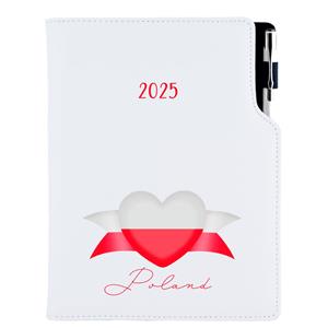 Diary DESIGN daily B6 2025 - white - Polish - flag
