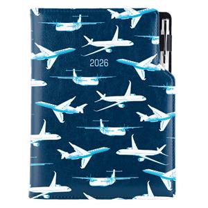 Diary DESIGN daily B6 2026 CZ - blue - Planes