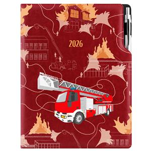 Diary DESIGN weekly A4 2026 CZ - burgundy - Fire brigade