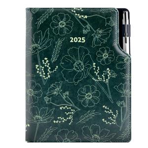 Diary DESIGN weekly A5 2025 PL - green - flowers