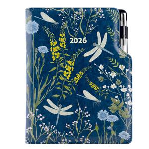 Diary DESIGN weekly A5 2026 CZ - blue - Dragonflies
