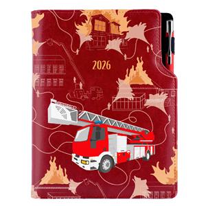 Diary DESIGN weekly A5 2026 CZ - burgundy - Fire brigade