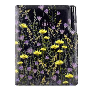 Diary DESIGN weekly B6 2025 - black - meadow