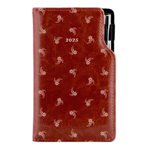 Diary DESIGN weekly pocket 2025 PL - brown - white flower