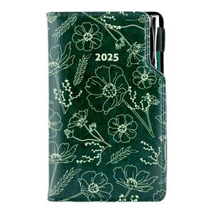 Diary DESIGN weekly pocket 2025 PL - green - flowers