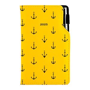 Diary DESIGN weekly pocket 2025 PL - yellow - sailor - anchors