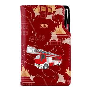 Diary DESIGN weekly pocket 2026 CZ - burgundy - Fire brigade