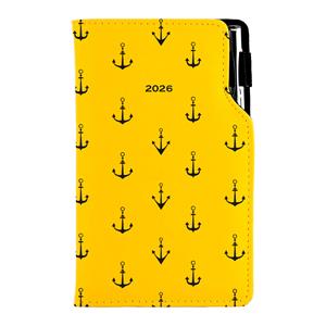 Diary DESIGN weekly pocket 2026 CZ - yellow - Sailor - anchors
