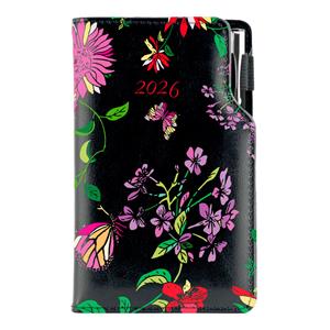 Diary DESIGN weekly pocket 2026 PL - black - flowers