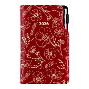 Diary DESIGN weekly pocket 2026 PL - burgundy - flowers
